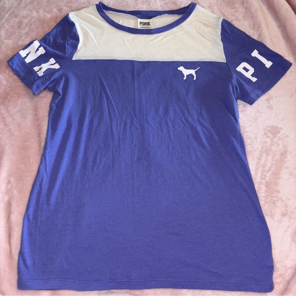 Victoria's Secret Purple and White Short Sleeve Tee